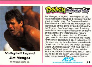 1992 Beach Sports #54 Volleyball Legend Jim Menges Back